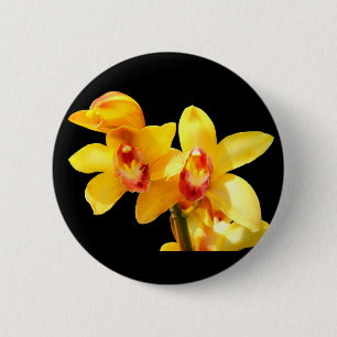 Gelbe Cymbidium-Orchideen-Abzeichen Button