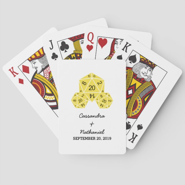 Gelbe D20-Würfel-Hochzeitskarten Spielkarten (Rückseite)