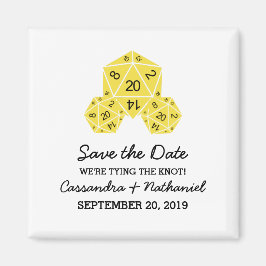 Gelbe D20-Würfel speichern Sie das Datumsfenster Magnet