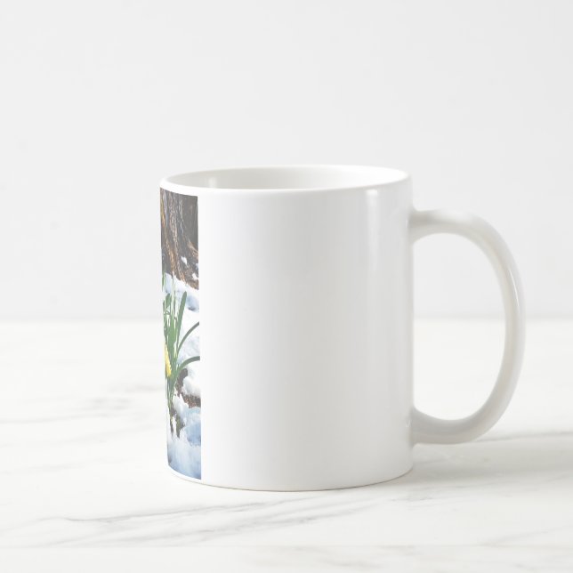 Gelbe Daffodien Blume im Schnee Kaffeetasse (Rechts)