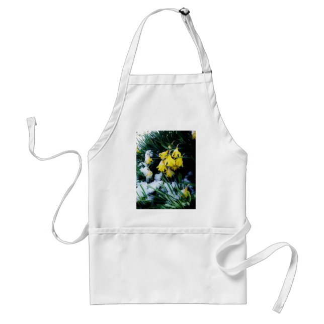 Gelbe Daffodien Blume im Schnee Schürze (Vorne)