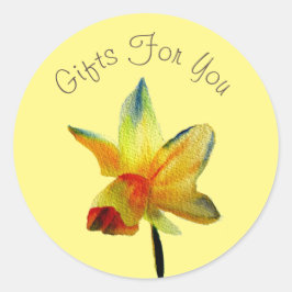 Gelbe Daffodien Design Geschenkartikelmarke Runder Aufkleber