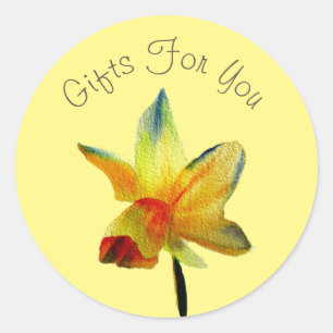 Gelbe Daffodien Design Geschenkartikelmarke Runder Aufkleber