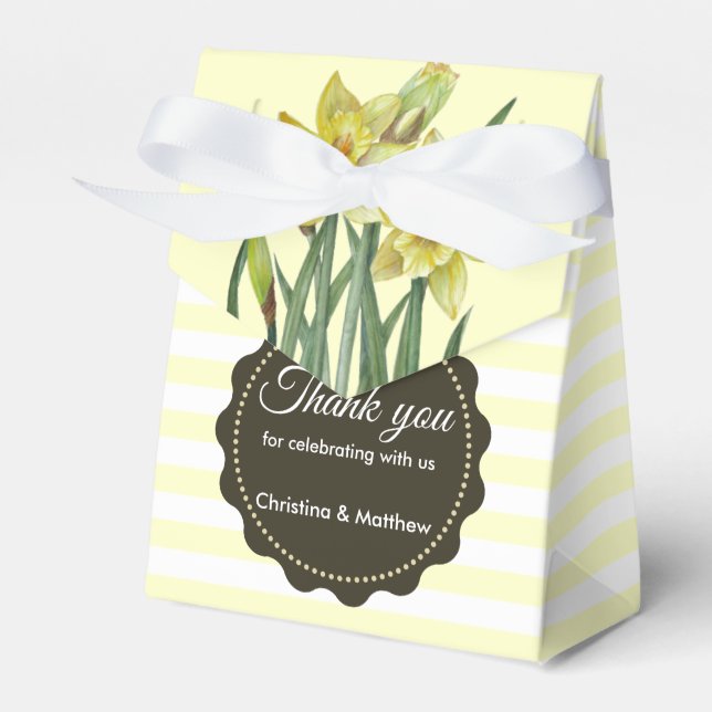 Gelbe Daffodien Gelbe weiße Streifen Geschenkschachtel (Vorderseite)