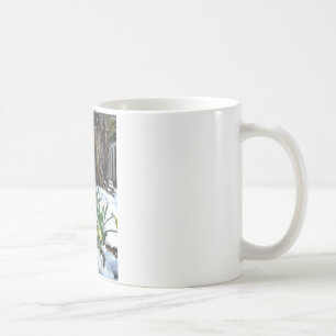 Gelbe Daffodien im Schnee Kaffeetasse