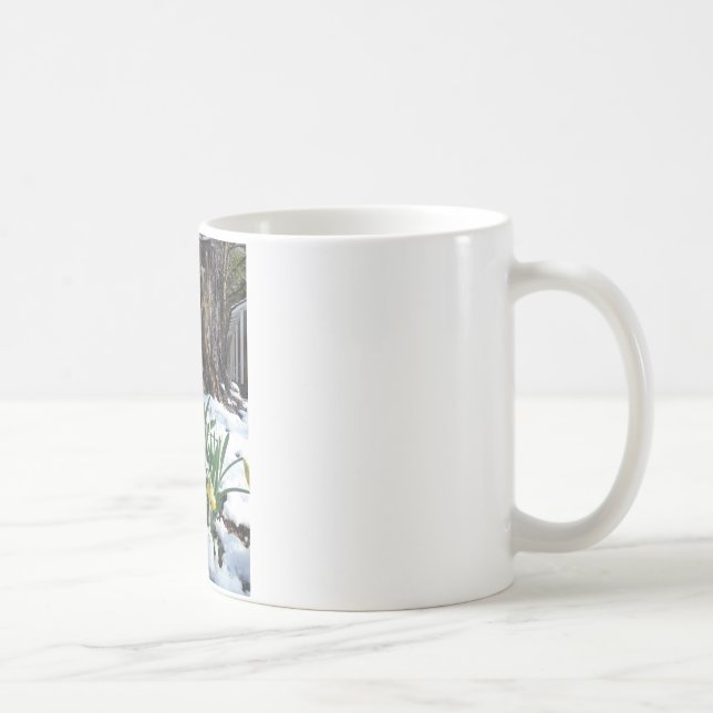 Gelbe Daffodien im Schnee Kaffeetasse (Rechts)