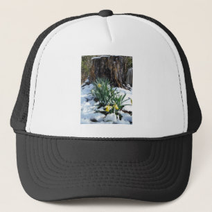 Gelbe Daffodien im Schnee Truckerkappe