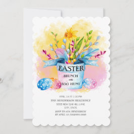 Gelbe Daffodien Rosa Osterbrunch Ei Hunt Einladung
