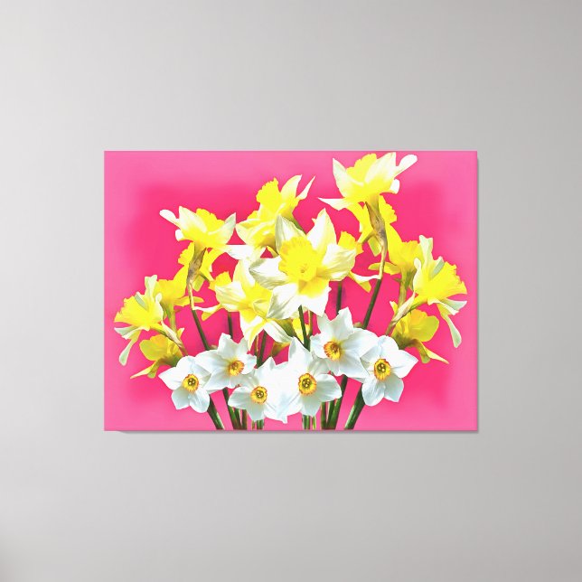 Gelbe Daffodien und weiße Narcissi Viva Magenta Leinwanddruck (Vorderseite)