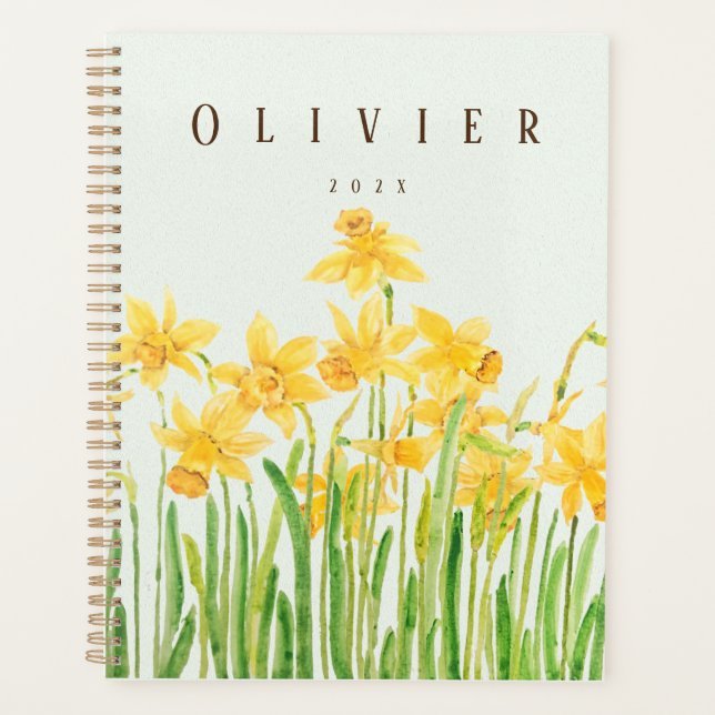 Gelbe Daffodil 2 Aquarellmalerei Planer (Vorderseite)