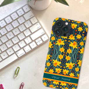 Gelbe Daffodische Blume Individuelle Name Muster Case-Mate iPhone Hülle