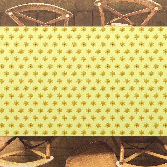 Gelbe Daffodische Blume Nahtloses Muster Tischdecke (Yellow Daffodil flower seamless pattern on tablecloth)