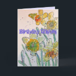 Gelbe Daffodische Frühlingssäule Blume Wasserfarbe Karte<br><div class="desc">Gelbe Daffodil Spring Blume Watercolor Art Card. Entworfen aus meinem ursprünglichen Garten Foto & Schreiben.</div>