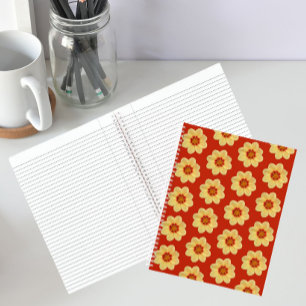 Gelbe Dahlie Blumendruck auf Rot Notizbuch