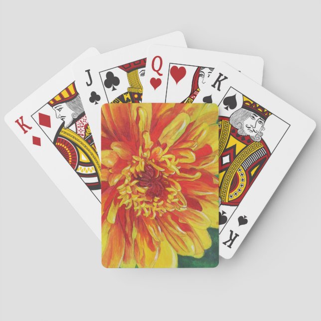 Gelbe Dahlie-Spielkarten Spielkarten (Rückseite)