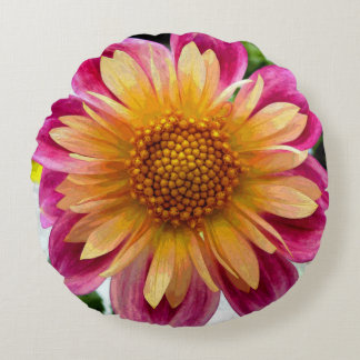 Gelbe Dahlie Yolanda Rundes Kissen
