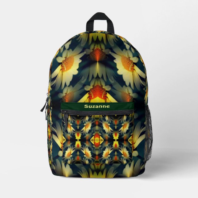 Gelbe Daisy-Blume Abstrakt Personalisiert Bedruckter Rucksack (Vorderseite)