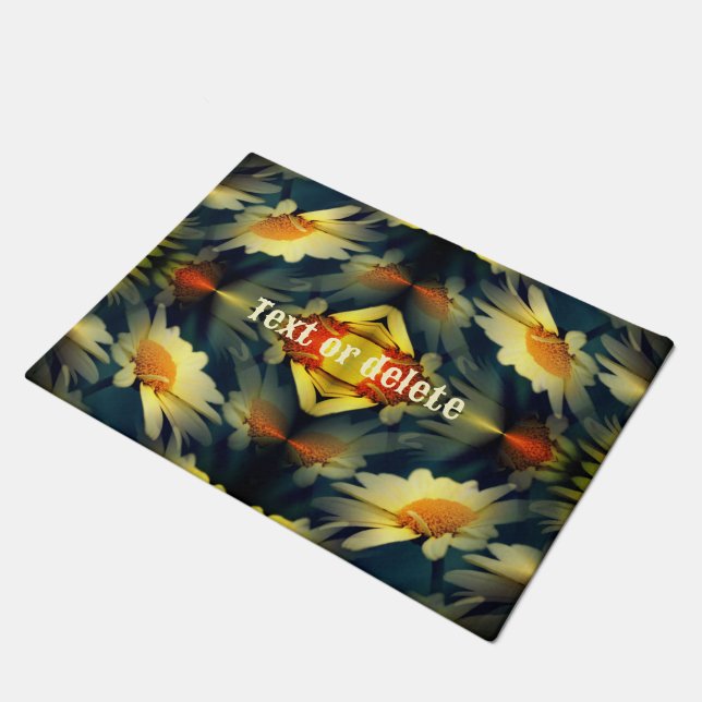Gelbe Daisy-Blume Abstrakt Personalisiert Fußmatte (Schrägansicht)