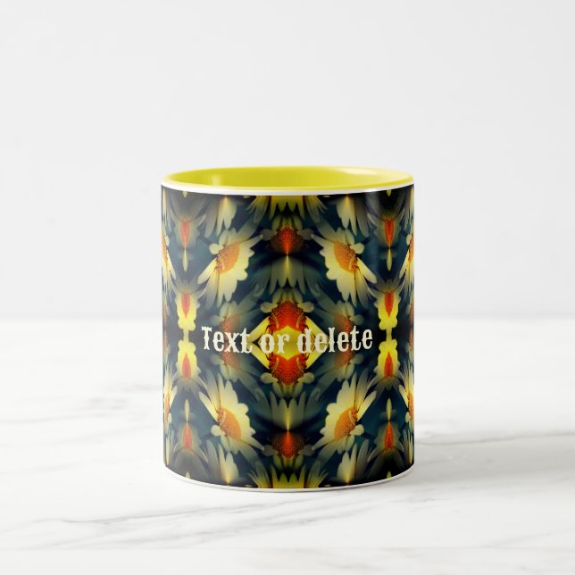 Gelbe Daisy-Blume Abstrakt Personalisiert Zweifarbige Tasse (Mittel)