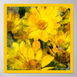 Gelbe Daisy-Blume Aquarellfarben Poster