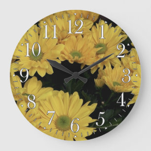 Gelbe Daisy-Blume Blumenuhr-Foto Große Wanduhr