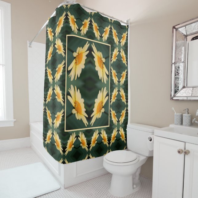 Gelbe Daisy-Blume Nah Up-Muster Duschvorhang (Beispiel)