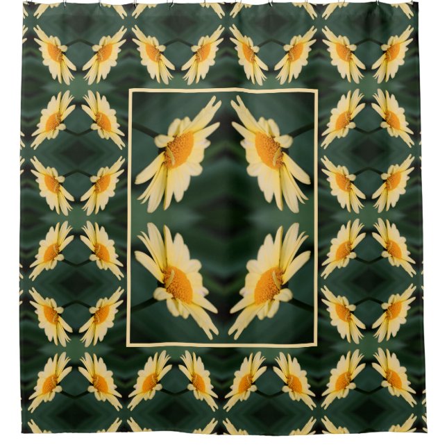 Gelbe Daisy-Blume Nah Up-Muster Duschvorhang (Vorderseite)