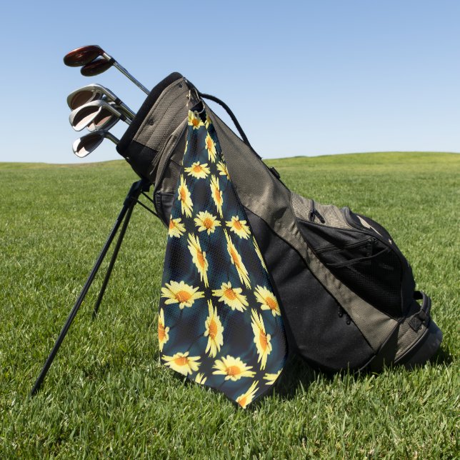 Gelbe Daisy-Blume Nah Up-Muster Golfhandtuch (Gras)