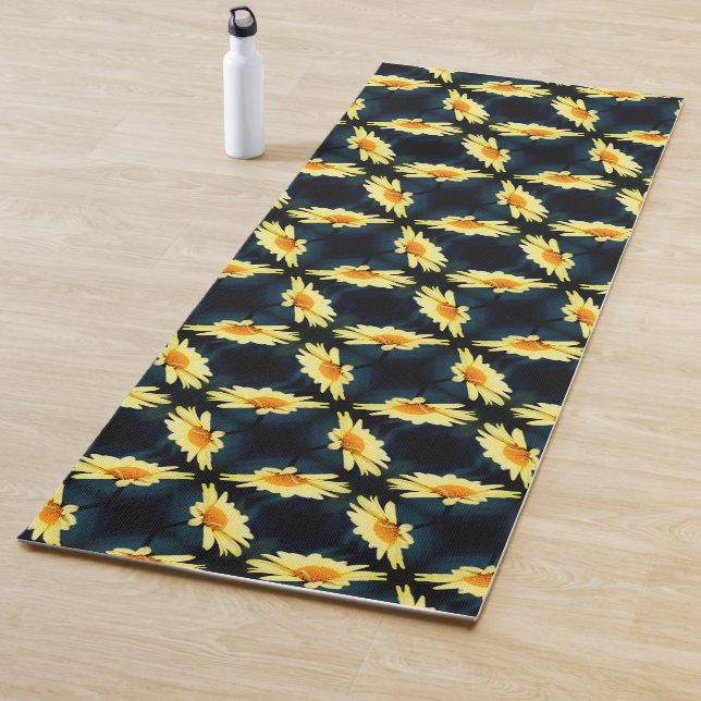 Gelbe Daisy-Blume Nah Up-Muster Yogamatte (Beispiel)