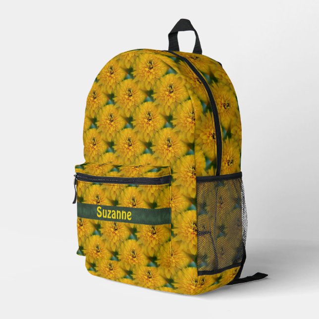 Gelbe Daisy-Blume Naturmuster Personalisiert Bedruckter Rucksack (Rückseitige Ecke Rechts)