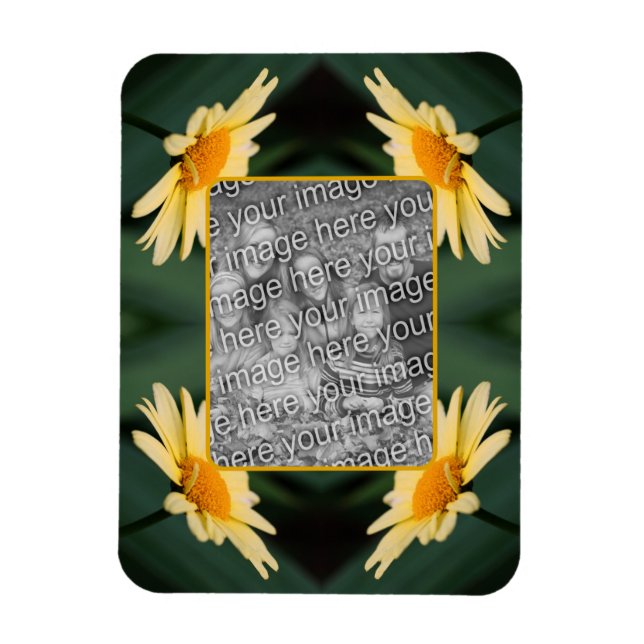 Gelbe Daisy-Blume-Rahmen hinzufügen Ihr Foto Magnet (Vertikal)