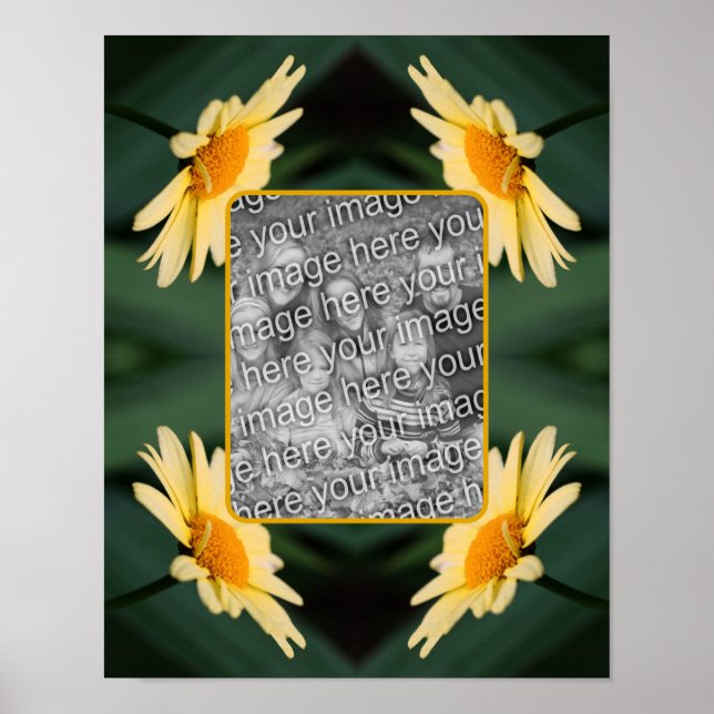 Gelbe Daisy-Blume-Rahmen hinzufügen Ihr Foto Poster (Vorne)