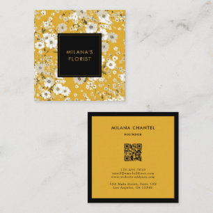 Gelbe Daisy Moderne Trendige Blume Florist Quadratische Visitenkarte