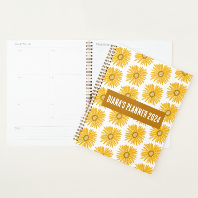 Gelbe Daisy-Muster-Blume blühen florales CUSTOM Planer (Anzeige)