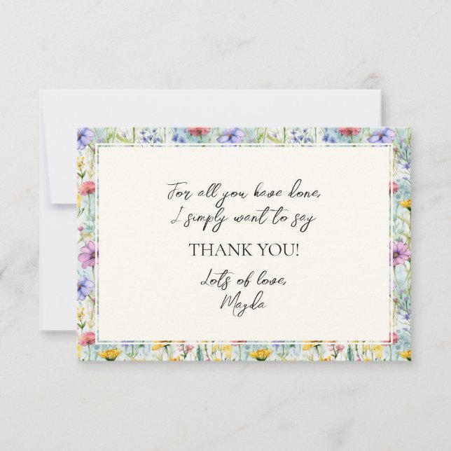 Gelbe Daisy-Wildblume Blumenmuster Dankeskarte (Vorderseite)