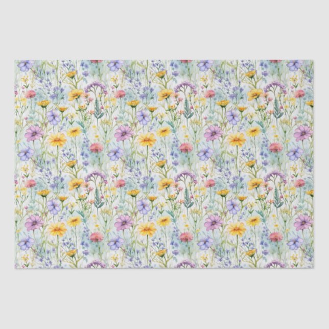 Gelbe Daisy-Wildblume Blumenmuster Seidenpapier (Vorderseite)