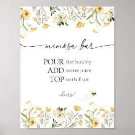 Gelbe Delikatesse Wildblume Bee Mimosa Bar Sign Poster