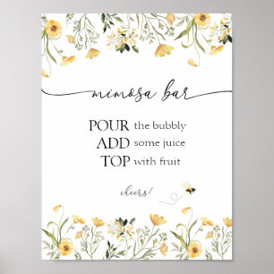 Gelbe Delikatesse Wildblume Bee Mimosa Bar Sign Poster