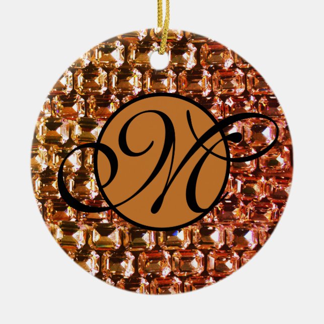 Gelbe Diamanten, orangefarbene Diamanten, Edelstei Keramik Ornament (Vorne)