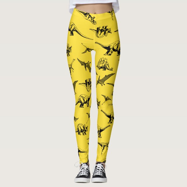 Gelbe Dinosaurier-Leggings Leggings (Vorderseite)