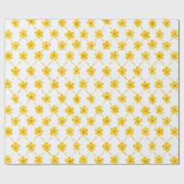 Gelbe Ditsy Grandmillenial Blume Geschenkpapier