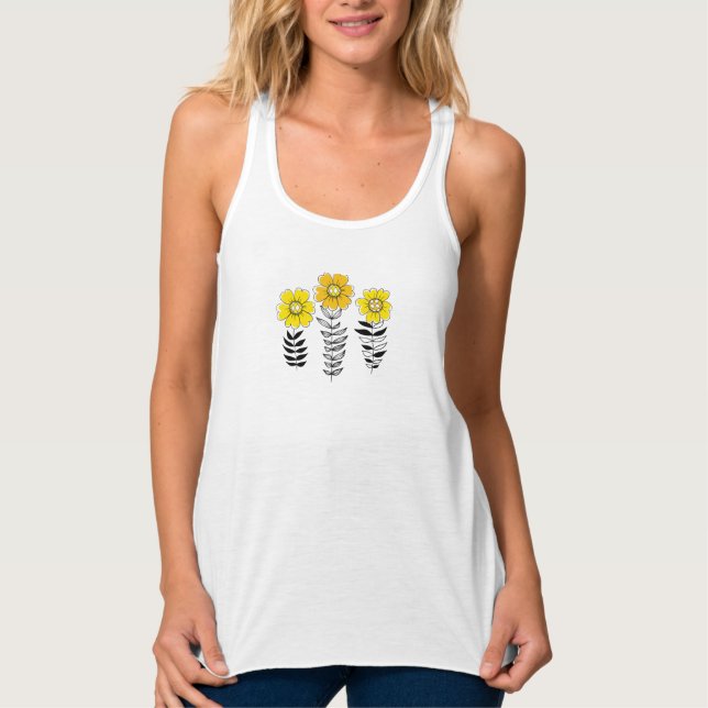 Gelbe Doodle-Blume Tank Top (Vorderseite)