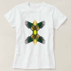 Gelbe doppelte Flügel-Diamant-Design T-Shirt