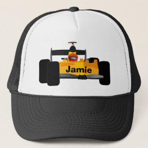 Gelbe Dragster-Rennwagen Truckerkappe