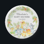 Gelbe Dschungel-Tier-Babyparty 7" Platte Pappteller<br><div class="desc">Dschungeltiere für eine Jungen-Babyparty. Ändern Sie unsere Hintergrundfarbe,  indem Sie an klicken,  besonders anfertigen und unseren FarbPflücker verwenden.   Zusammenpassende Einzelteile verfügbar in unserem Geschäft.</div>