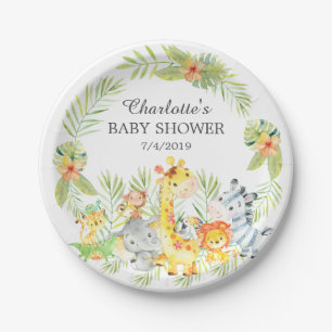 Gelbe Dschungel-Tier-Babyparty 7" Platte Pappteller