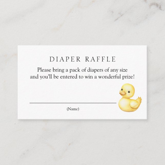 Gelbe Duck Diaper Raffle Baby Dusche Begleitkarte (Vorderseite)