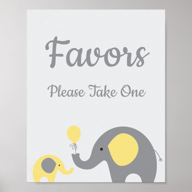 Gelbe Elefant Baby Duschfavoriten nehmen ein Zeich Poster (Vorne)