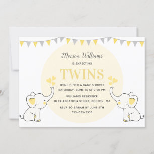 Gelbe Elefant Babydusche Twins Baby Dusche Einladung