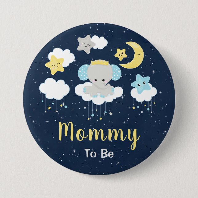 Gelbe Elefantenmama und Marinemommy Button (Vorderseite)